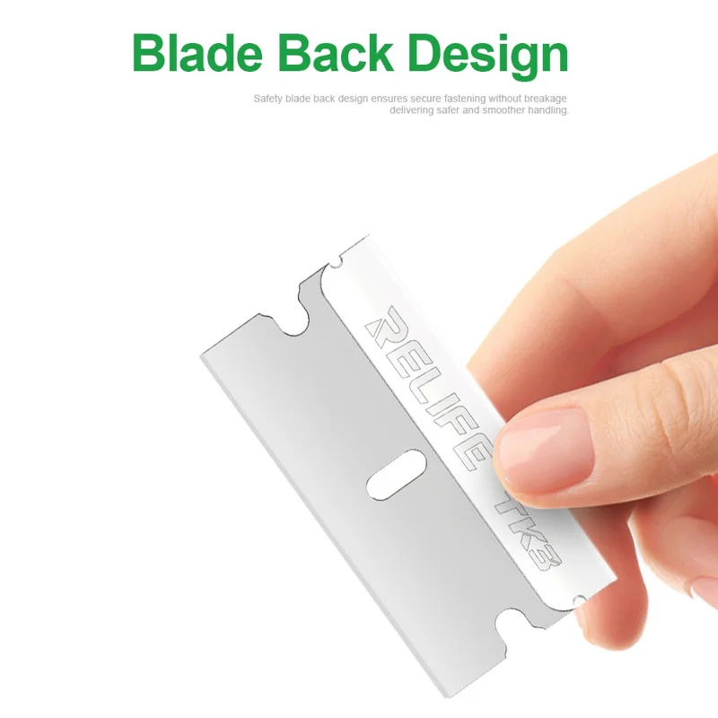 RELIFE TK3 100Pcs Mobile Phone Repair Blades Ultra-Thin Carbon Steel Cutting Tools for Screen Removal  /  Adhesive Removal