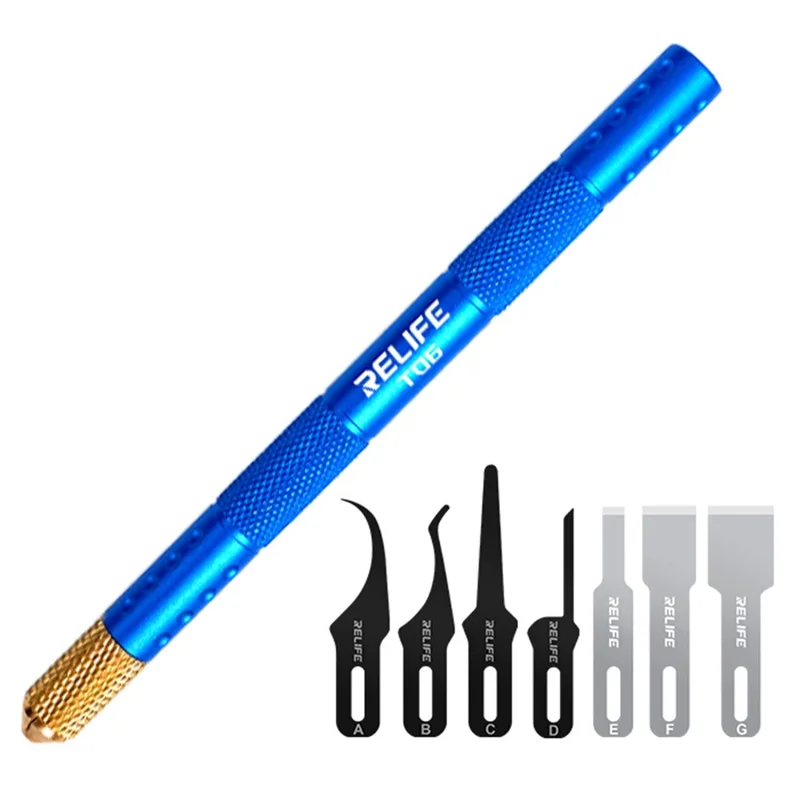 RELIFE TK5 8 in 1 Blade Set Multifunctional Tool for Mobile Motherboard IC / CPU Repair Glue Removal and Precision Prying
