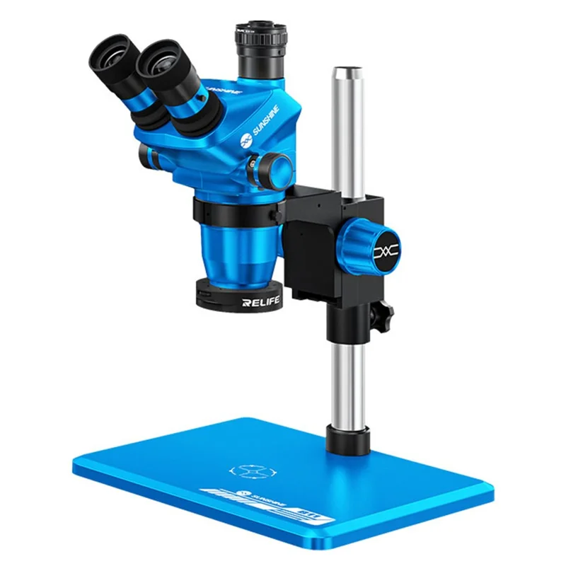 SUNSHINE 71 Ultra Trinocular Microscope 0.65X - 5.5X Zoom for Phone Electronic PCB Soldering Repair - Blue