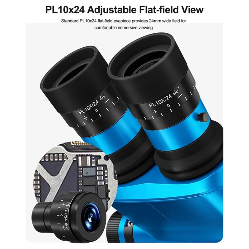 SUNSHINE 71 Ultra Trinocular Microscope 0.65X - 5.5X Zoom for Phone Electronic PCB Soldering Repair - Blue