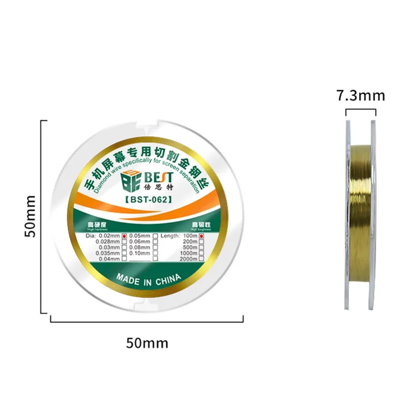 BEST BST-062 0.08mm Diamond Wire Cutting Tool Phone LCD Screen Separator Tool, Length: 100m