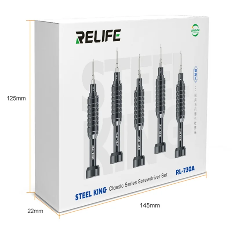 RELIFE RL-730A 5 in 1 Steel Cannon King Classic Series Aluminum Alloy Screwdriver Set with Magnetic Tip