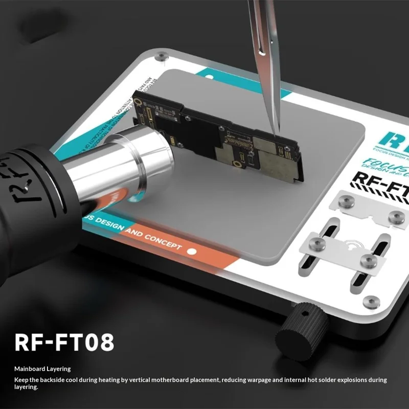 RF4 RF-FTO8 For PCB Repair Clamp Rework Station Mat with Adjustable Fixture for Delamination and Degluing