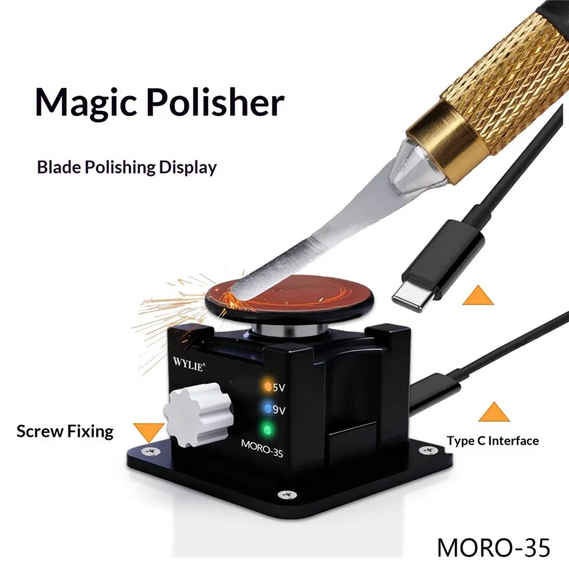 WYLIE MORO-35 Magic Polisher Outil rotatif multifonction avec vitesse réglable, machine de meulage automatique pour la réparation de couteaux