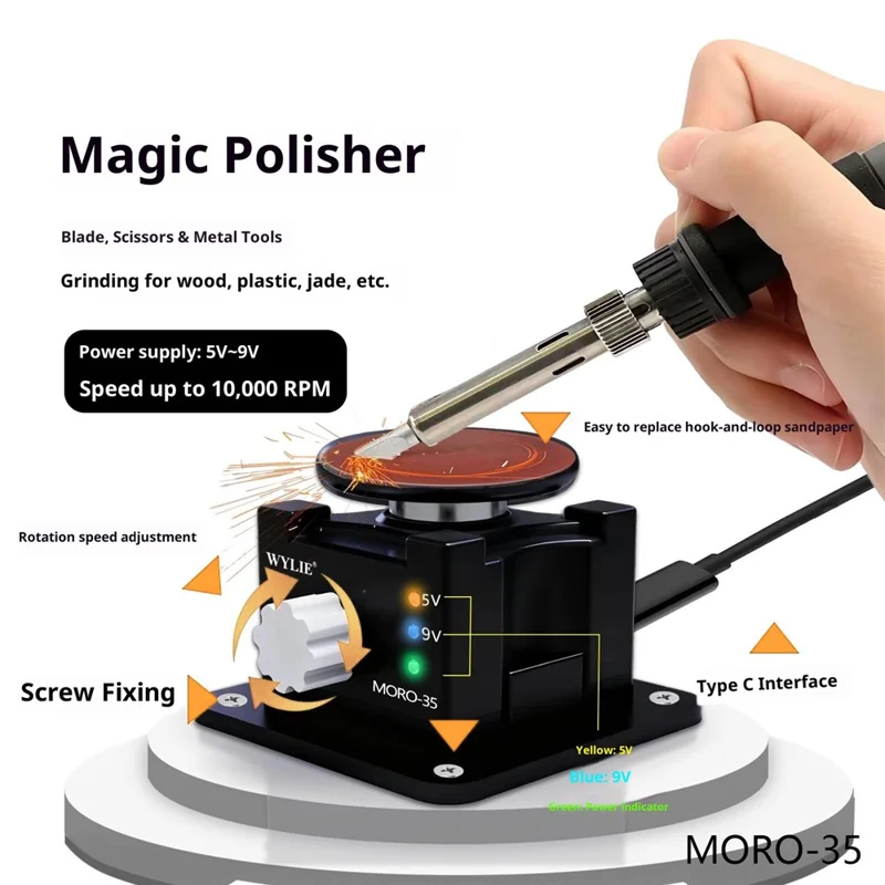 WYLIE MORO-35 Magic Polisher Outil rotatif multifonction avec vitesse réglable, machine de meulage automatique pour la réparation de couteaux