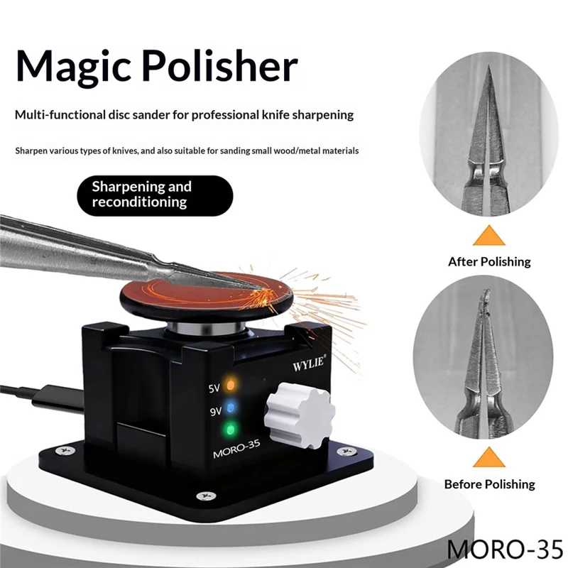 WYLIE MORO-35 Magic Polisher Outil rotatif multifonction avec vitesse réglable, machine de meulage automatique pour la réparation de couteaux