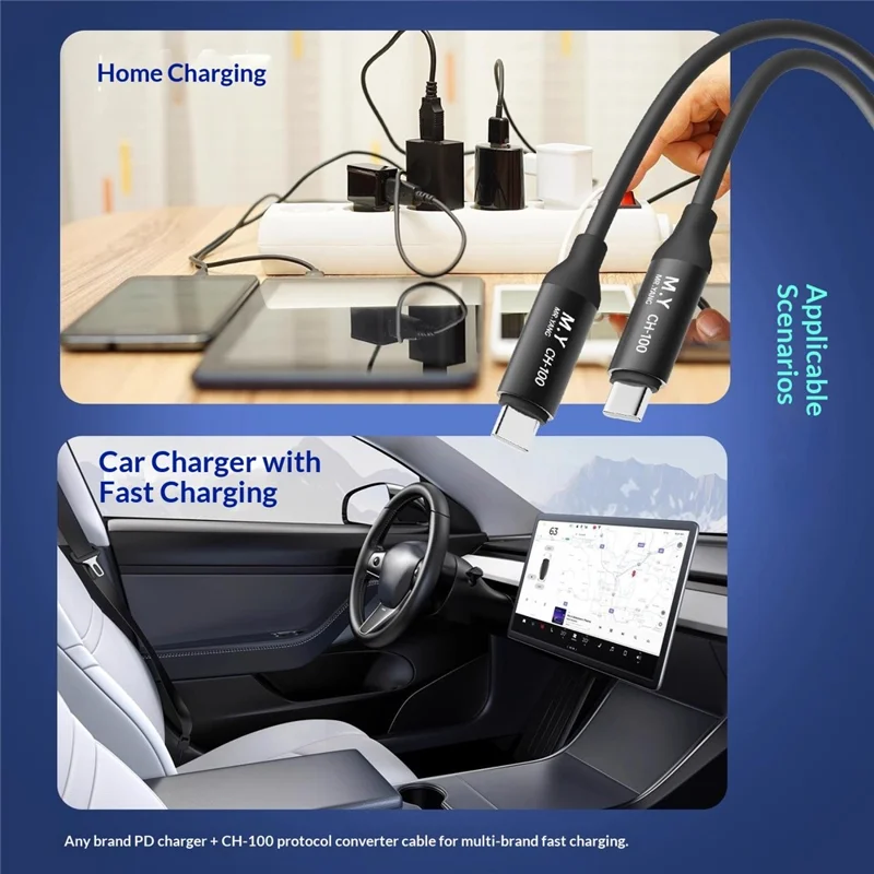 MR.YANG CH-100 USB-C to USB-C Cable 100W Fast Charging Protocol Converter for Home  /  Car Use