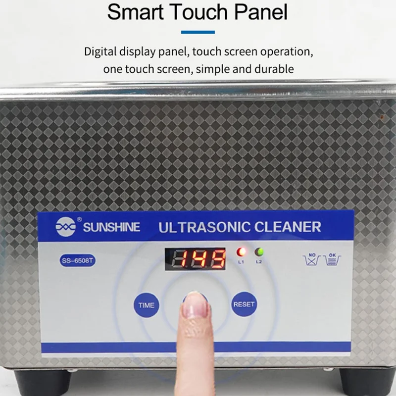 SUNSHINE SS-6508T Limpiador Ultrasónico 50W Máquina de Limpieza Portátil de Alta Potencia con Cabezal de Choque Industrial