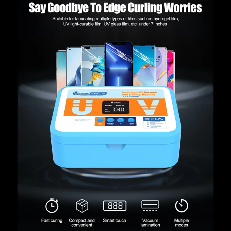 SUNSHINE S-918B SE UV-Aushärtungs-Vakuum-Filmauftragsmaschine Bildschirmfolienapplikator – EU-Stecker