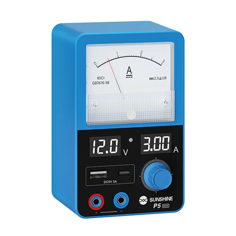 SUNSHINE P5 Mini Smart Power Supply Dual Display Intelligent Screen Dual Port 5V3A Output - EU Plug