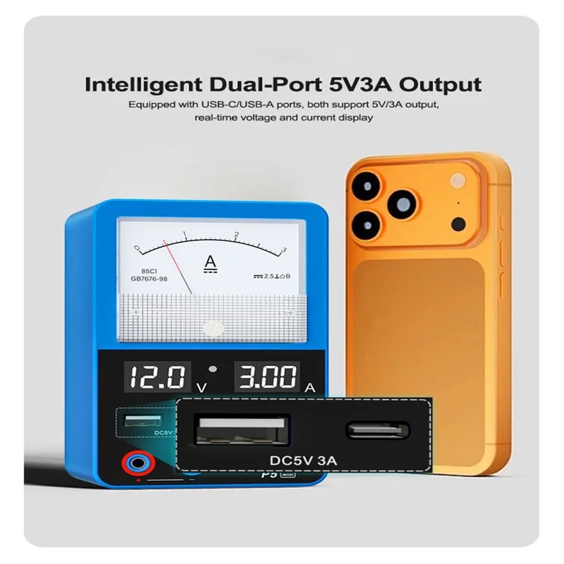 SUNSHINE P5 Mini Smart Power Supply Dual Display Intelligent Screen Dual Port 5V3A Output - EU Plug