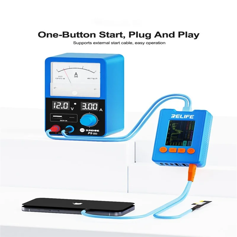 SUNSHINE P5 Mini Smart Power Supply Dual Display Intelligent Screen Dual Port 5V3A Output - EU Plug