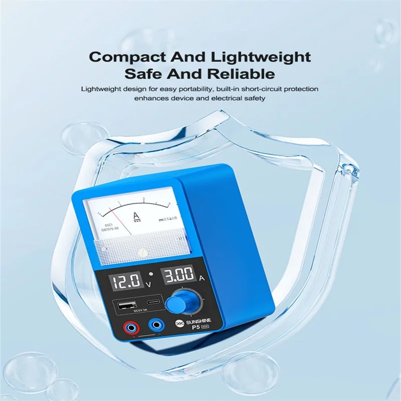 SUNSHINE P5 Mini Smart Power Supply Dual Display Intelligent Screen Dual Port 5V3A Output - EU Plug