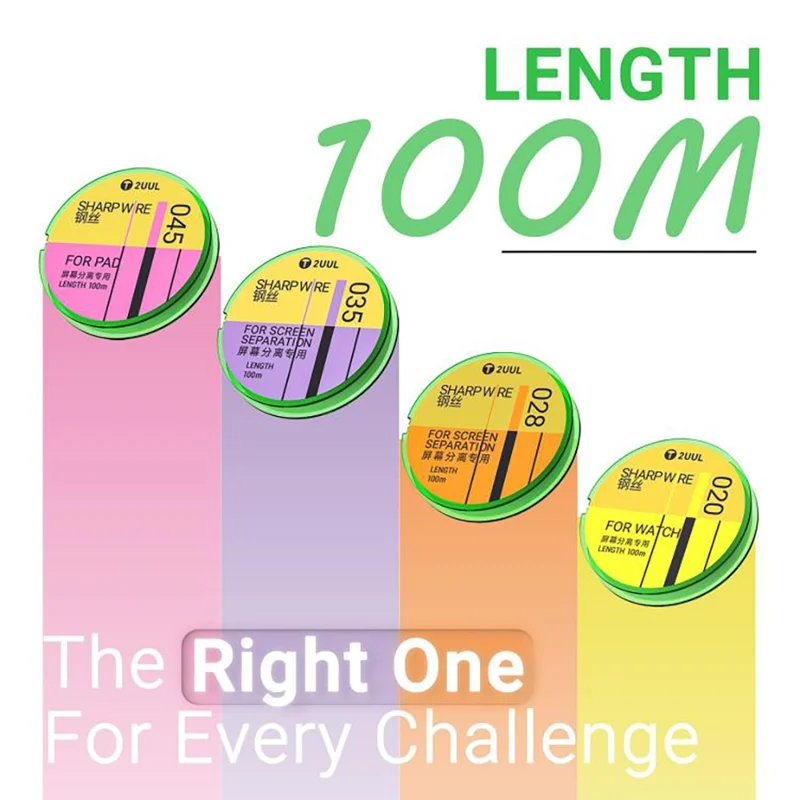 2UUL 028 GS Series 100m Sharp Wire for Curved Screen Separation Phone Repair Steel Wire - Green