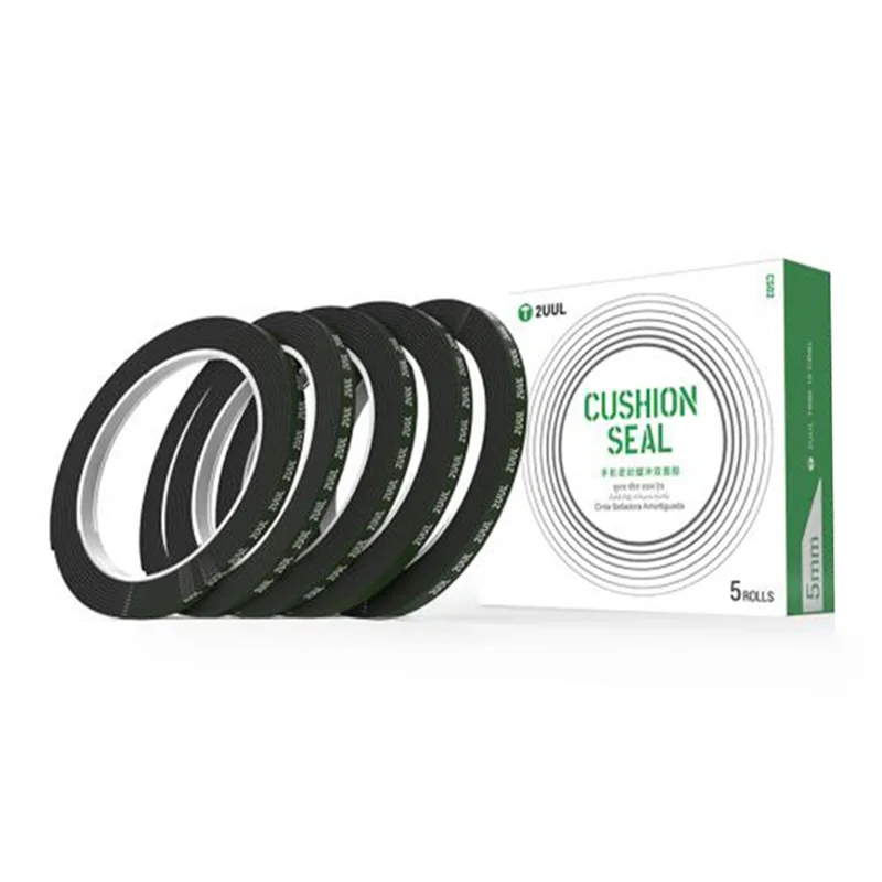 2UUL CS02 5 rullar 5 mm kuddtätningstejp för skärmram bakre lock dubbelhäftande tejplösning - Svart