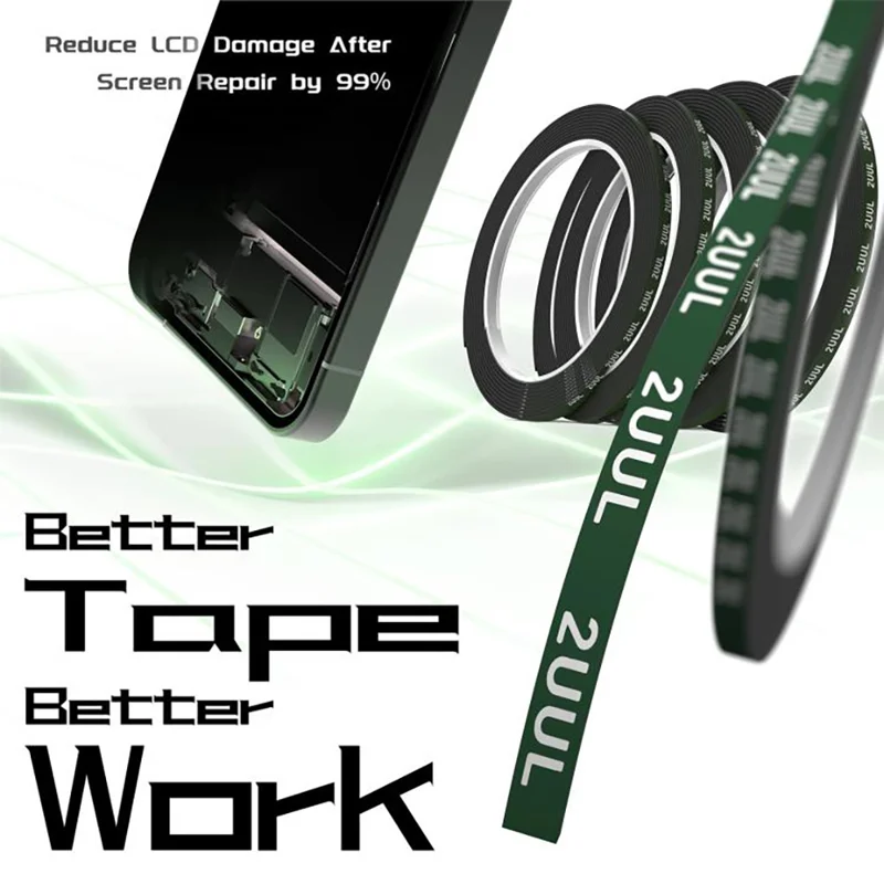 2UUL CS02 5 rullar 5 mm kuddtätningstejp för skärmram bakre lock dubbelhäftande tejplösning - Svart