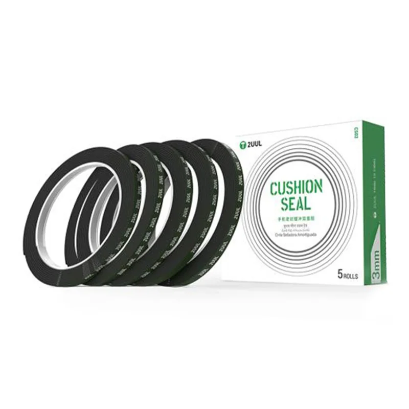 2UUL CS01 5 Rolls 3mm Cushion Seal Tape for Screen Frame Back Cover Double Sided Adhesive Tape - Black