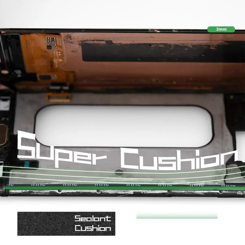 2UUL CS01 5 Rolls 3mm Cushion Seal Tape for Screen Frame Back Cover Double Sided Adhesive Tape - Black