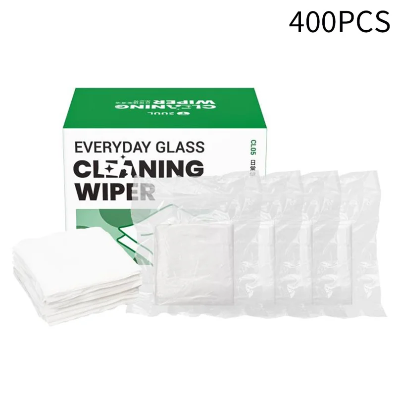 2UUL CL05 400Pcs vardaglig glasrensgningswiper engångs dammavlägsningsduk - Vit