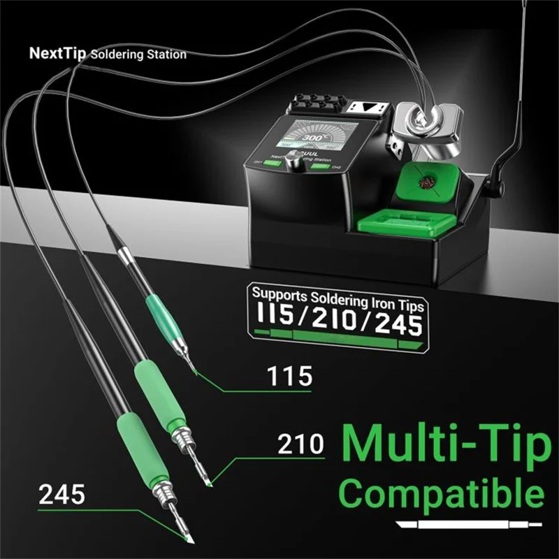 2UUL NT210 NextTip Stazione saldante 80 W Compatibile con Impugnature C115 / C210 / C245 Riscaldamento rapido Display HD - Spina UE