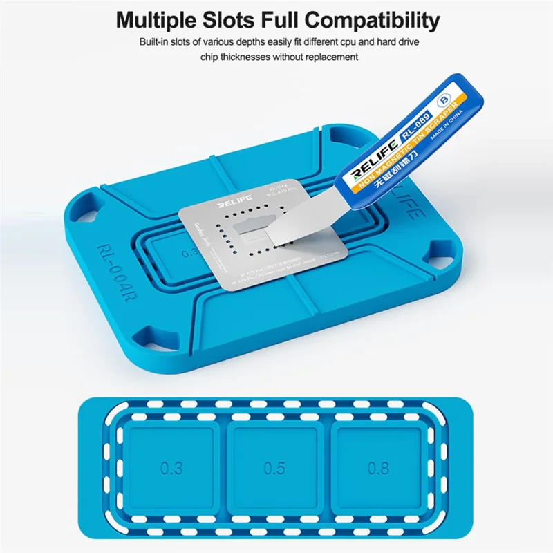 RELIFE RL-004R Curved Magnetic Soldering Pad Soft Heat Resistant For CPU Chips  /  Hard Drive IC Soldering - Blue