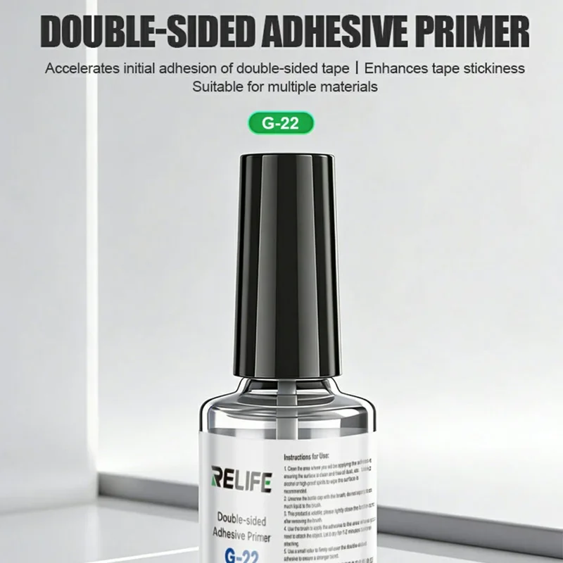 RELIFE G-22 18 ml dubbelklibbandets primer med borste för montering av telefonens mittkapsel - Svart
