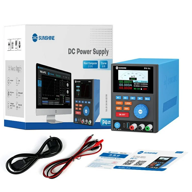 Fonte de Alimentação CC Controlada Digitalmente SUNSHINE P4 Pro, Saída de Alta Frequência 30V 6A, Memória de Quatro Níveis - Tomada UE
