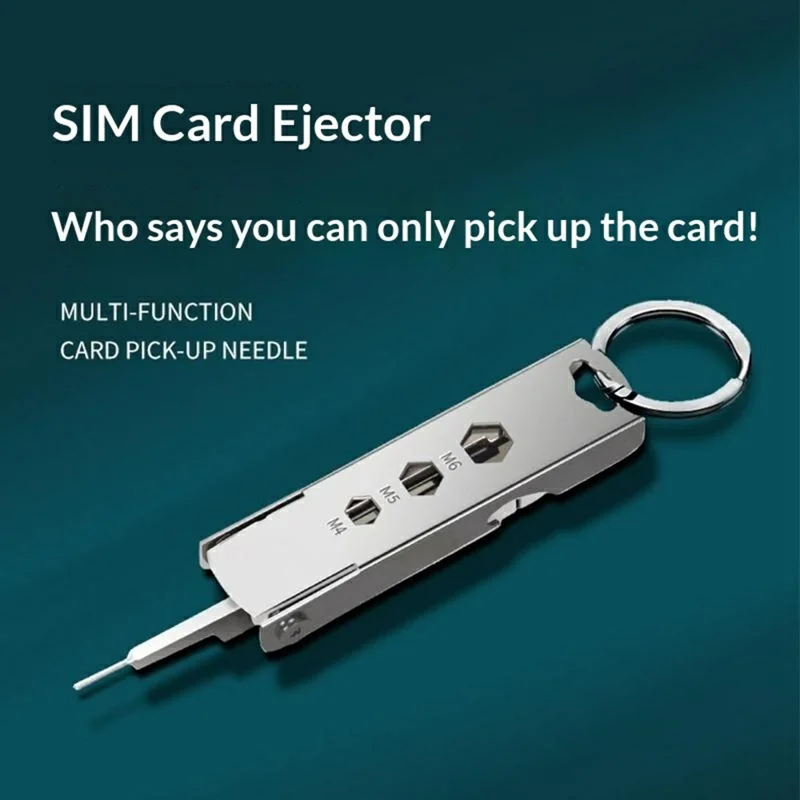 7-in-1 multifunctionele tool van roestvrij staal, SIM-kaart uittrekpincet, schroevendraaier, flesopener, nagelvijl set