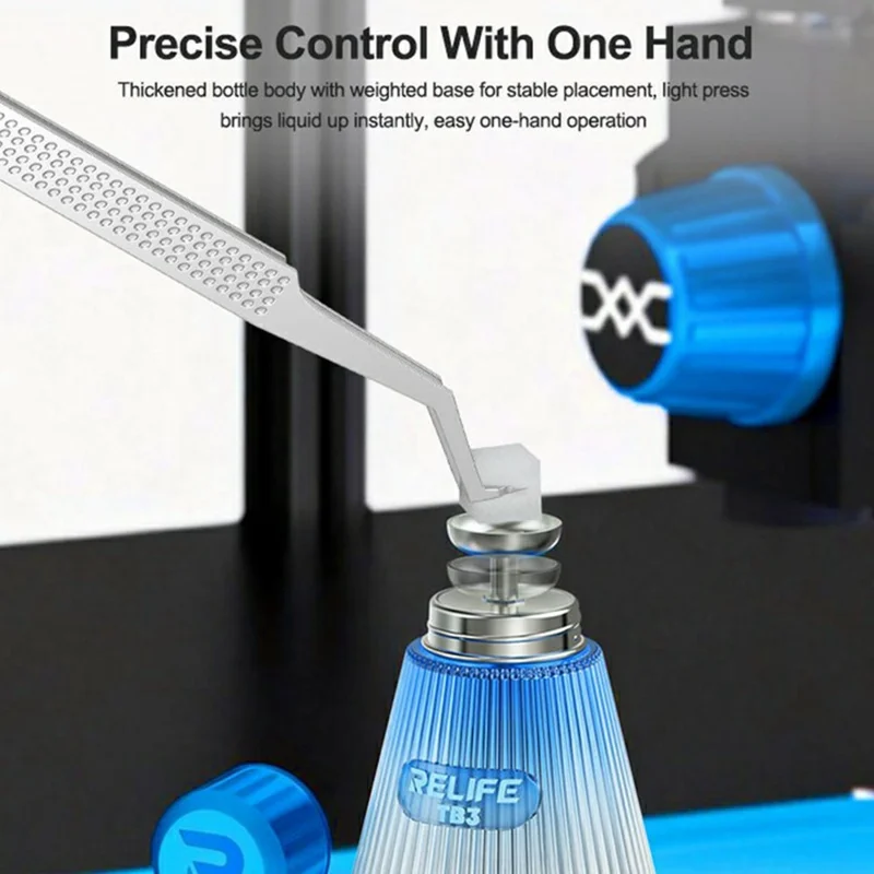 RELIFE TB3 Copper Core Pump Solvent Bottle 150ml Press Dispense Storage Device For PCB Cleaner Alcohol - Blue