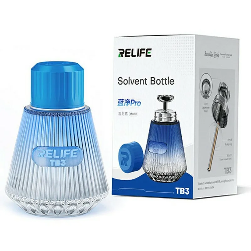 RELIFE TB3 Copper Core Pump Solvent Bottle 150ml Press Dispense Storage Device For PCB Cleaner Alcohol - Blue