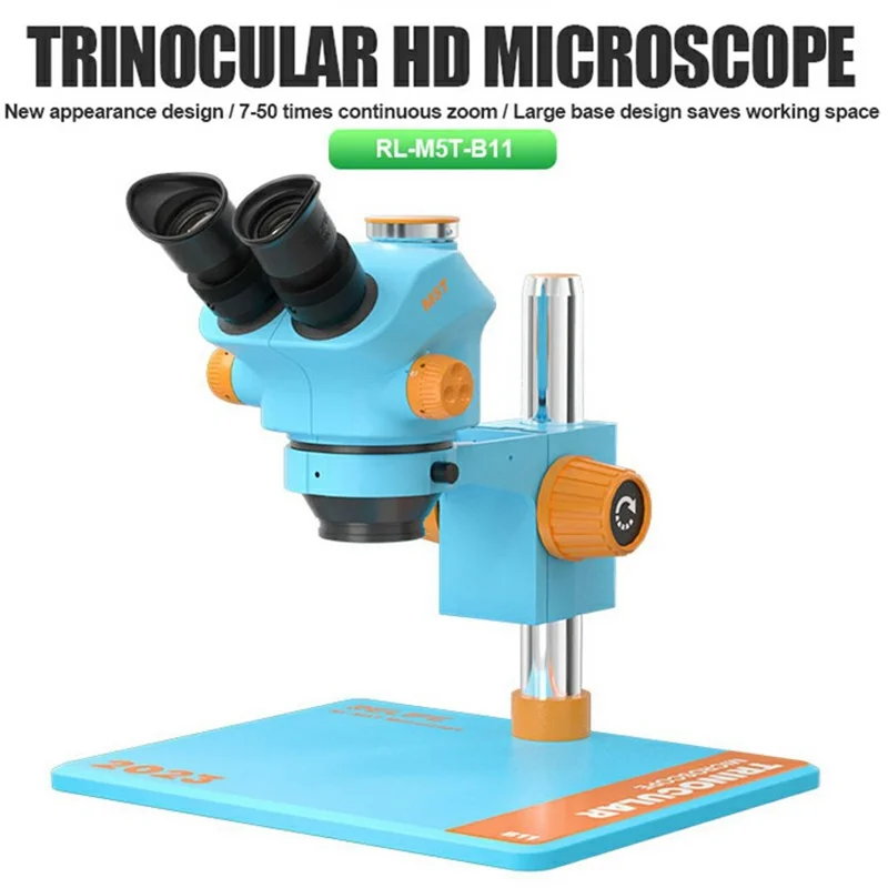 RELIFE RL-M5T-B11 Trinocular HD Microscope 7-50X Zoom Microscope for Phone Repair