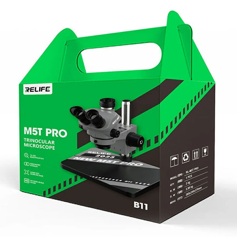 RELIFE RL-M5T Pro-B11 Trinocular HD Microscope 7-50X Zoom for PCB Inspection Repair