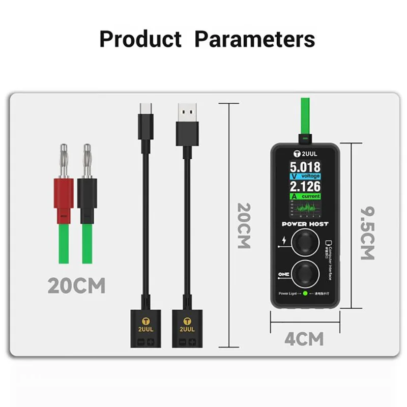 2UUL PW15 Medidor Digital de Tensão e Corrente para Reparação de Dispositivos Electrónicos