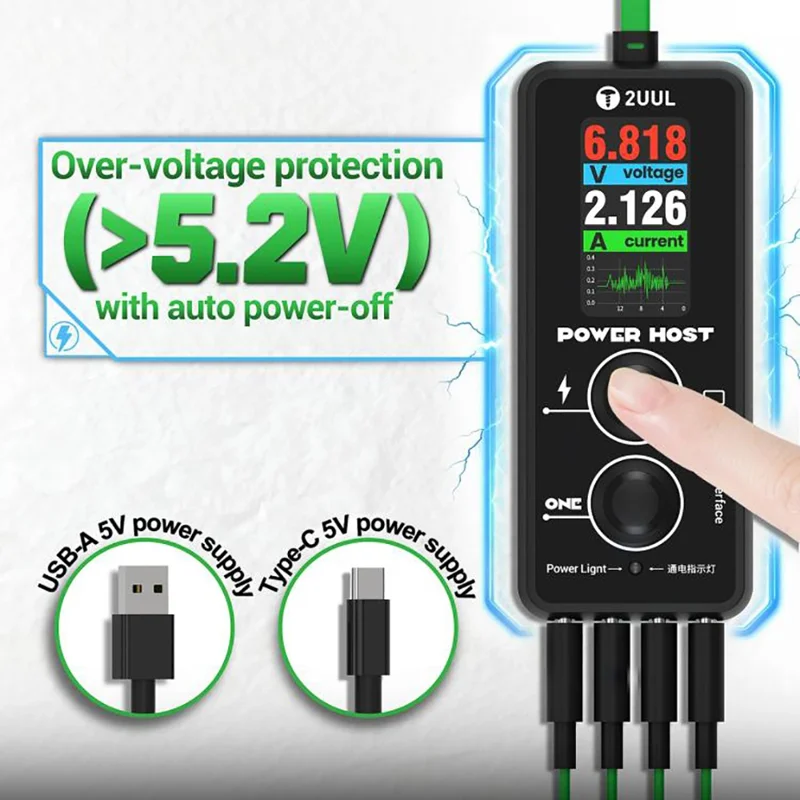 2UUL PW15 Medidor Digital de Tensão e Corrente para Reparação de Dispositivos Electrónicos
