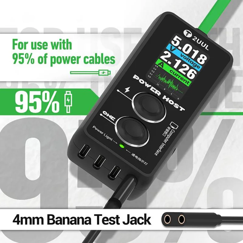 2UUL PW15 Medidor Digital de Tensão e Corrente para Reparação de Dispositivos Electrónicos