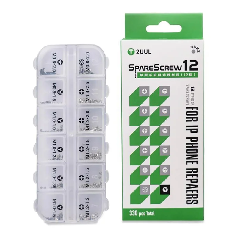 2UUL SC22 SpareScrew12 330 Pièces Visserie Phillips Pentalobe Y-Type pour Série iPhone
