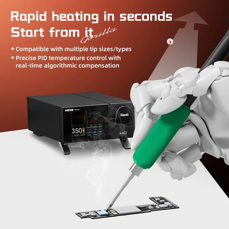 QIANLI H240 intelligente Lötstation für die Elektronikreparatur, schnelle Heizung mit präziser PID-Temperaturregelung – EU-Stecker