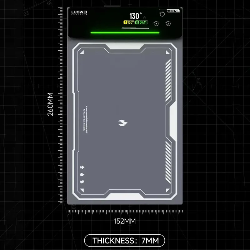 LUOWEI HP3 12-calowy matryca grzejna do ekranu, mata z szybkim nagrzewaniem i kontrolą temperatury do naprawy telefonów i tabletów – wtyk UE