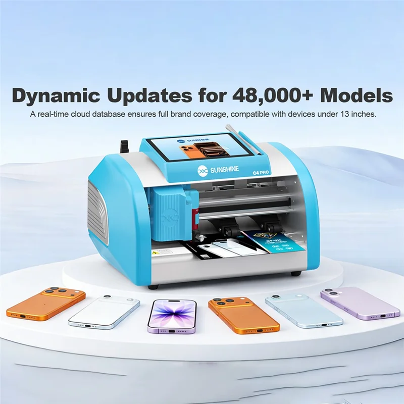 Machine de découpe de films intelligente SUNSHINE C4 Pro avec pression de lame réglable pour protections d'écran 7H / 9H - Prise UE