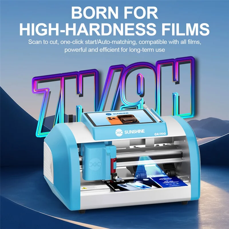 Machine de découpe de films intelligente SUNSHINE C4 Pro avec pression de lame réglable pour protections d'écran 7H / 9H - Prise UE