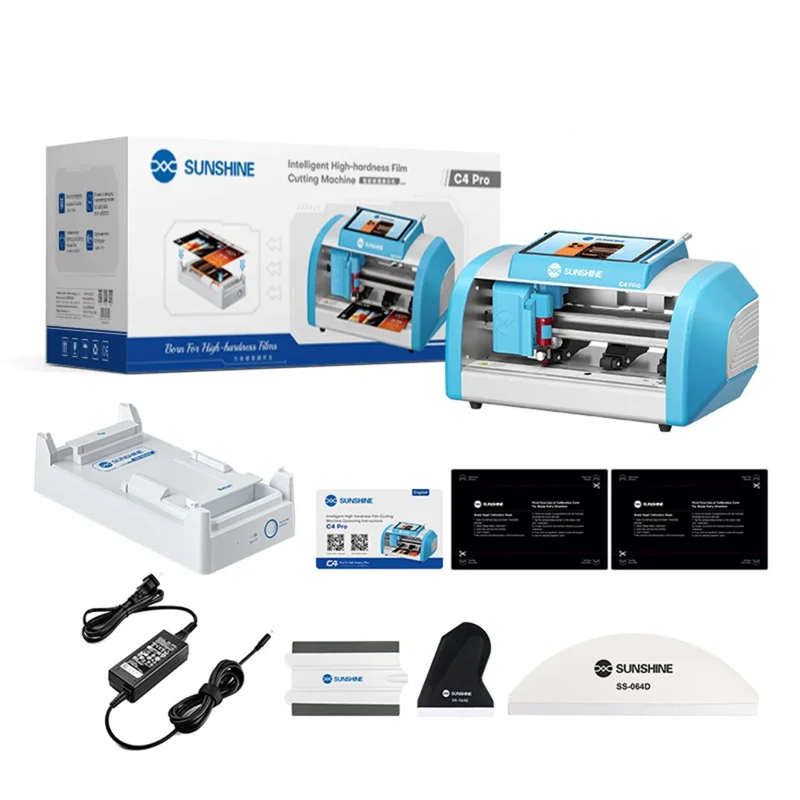 Machine de découpe de films intelligente SUNSHINE C4 Pro avec pression de lame réglable pour protections d'écran 7H / 9H - Prise UE