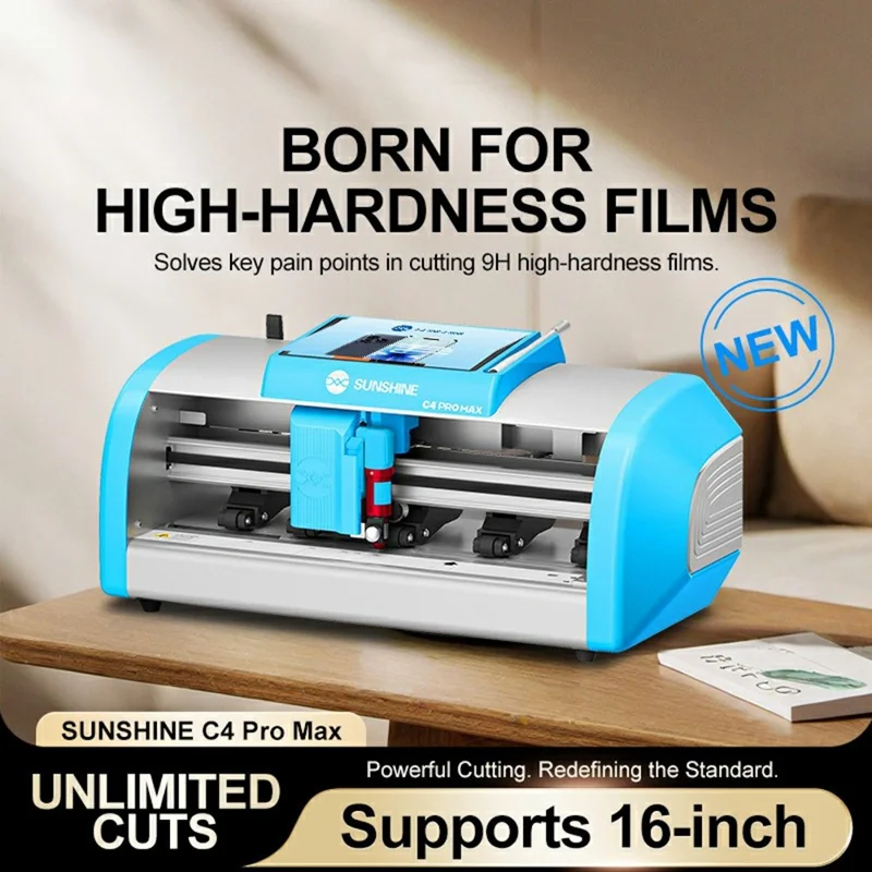 SUNSHINE C4 Pro Max Интеллектуальная машина для резки пленки, контроль давления лезвия, распознавание QR-кода, сенсорный экран 7 дюймов — ЕС вилка