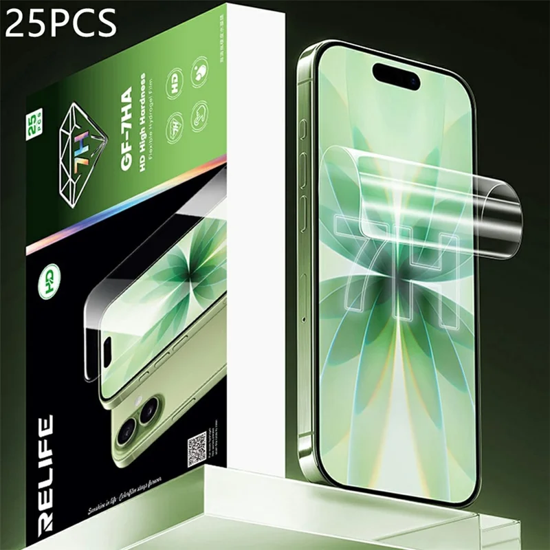RELIFE GF-7HA 25 pièces Protecteur d'écran 7H de dureté, film en hydrogel PET transparent HD, couverture complète (fonctionne avec les machines SUNSHINE C4 Pro / C4 Pro Max) - Transparent