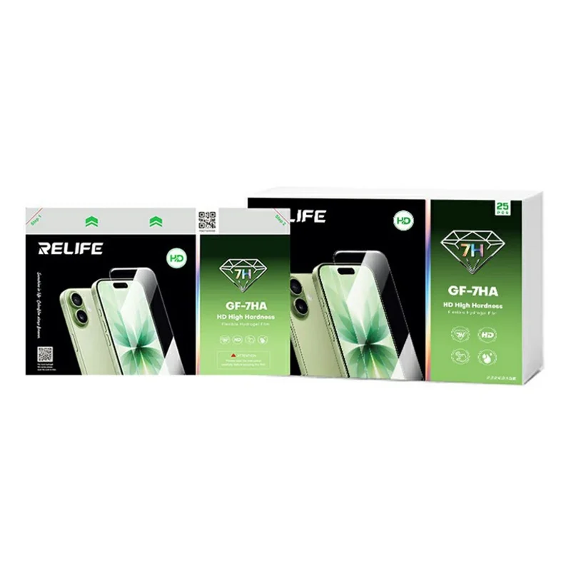 RELIFE GF-7HA 25 pièces Protecteur d'écran 7H de dureté, film en hydrogel PET transparent HD, couverture complète (fonctionne avec les machines SUNSHINE C4 Pro / C4 Pro Max) - Transparent