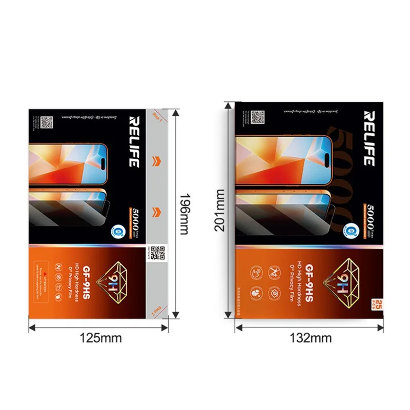 RELIFE GF-9HS 25 Unidades Película Protectora de Pantalla Antiespías de Dureza 9H, Recubrimiento Completo, Película de Hidrogel PET (Funciona con Máquinas SUNSHINE C4 Pro / C4 Pro Max) - Negro