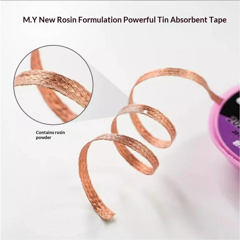 MY 5Pcs  /  Bottle 2MM New Rosin Formula Powerful Tin Absorbent Tape Braided Copper Desoldering Wick - 2M