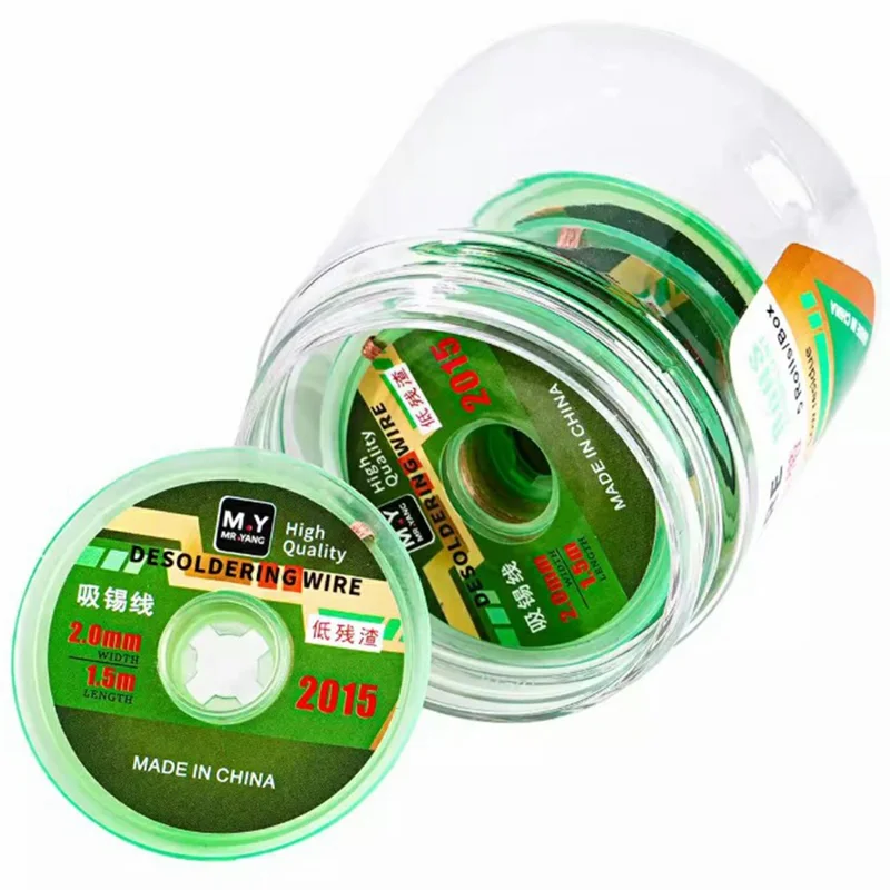 MY 5Pcs  /  Bottle 2MM Desoldering Wire High Purity Copper Braid Low Residue Powerful Tin Absorbent Tape - 2015 1.5M