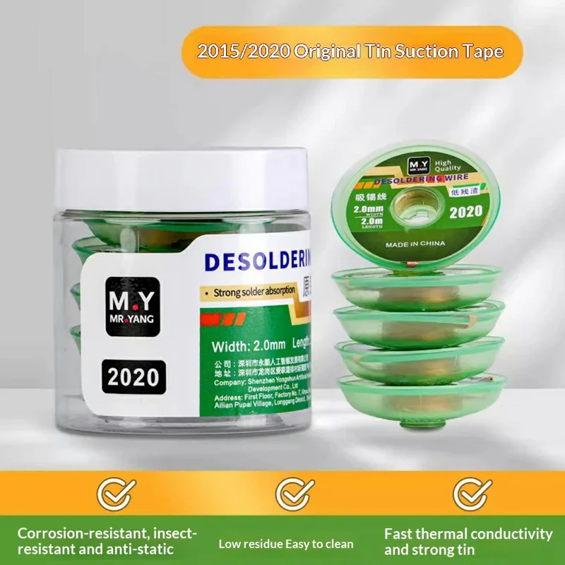 MY 5Pcs  /  Bottle 2MM Desoldering Wire High Purity Copper Braid Low Residue Powerful Tin Absorbent Tape - 2015 1.5M