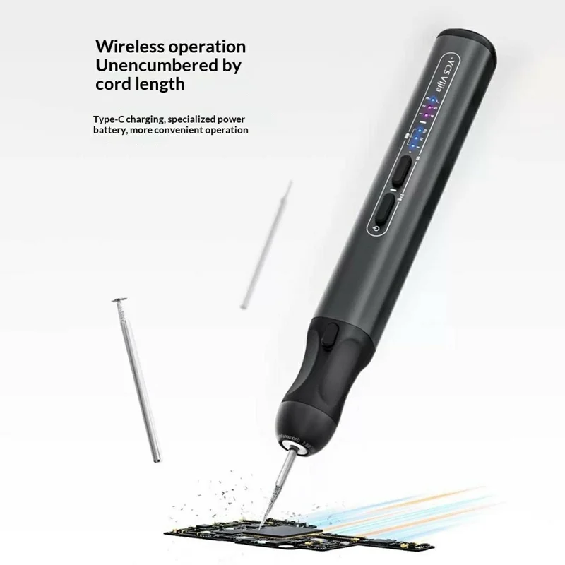 YCS Wireless Electric Sanding Pen with 7Pcs Sanding Heads 280mAh Fast Charging Precision Grinding Tool - Black