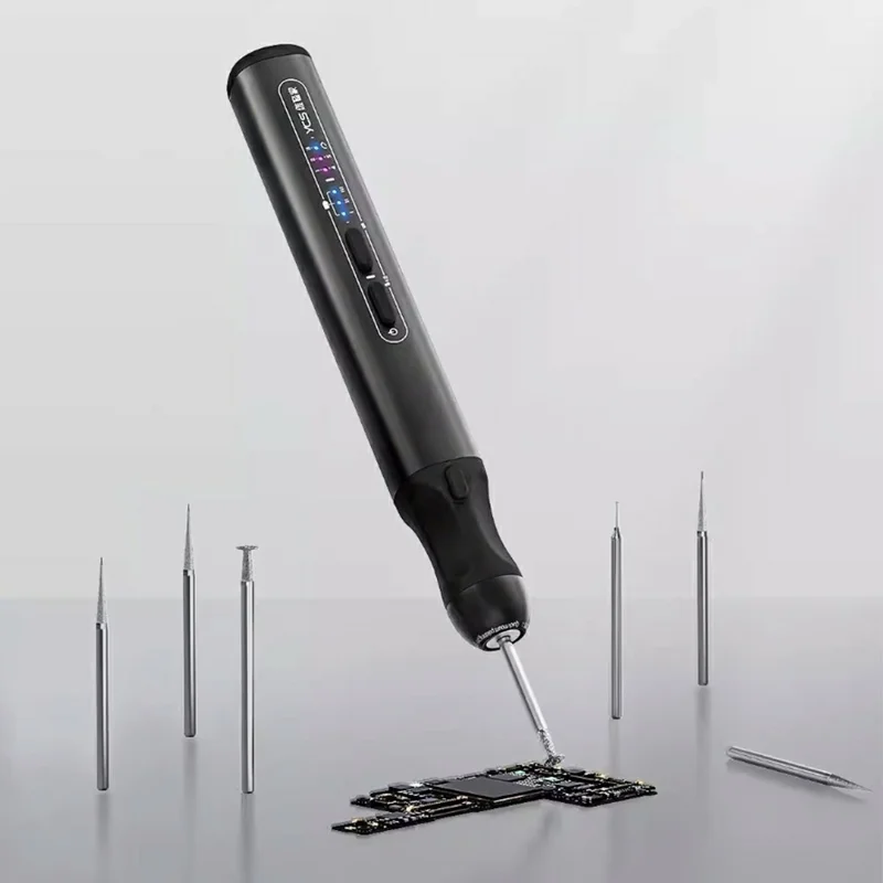 YCS Wireless Electric Sanding Pen with 7Pcs Sanding Heads 280mAh Fast Charging Precision Grinding Tool - Black